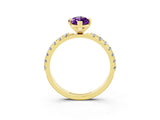 Yellow gold Marquise Cut Amethyst Solitaire Pavé Band with Four-Prong Setting_3