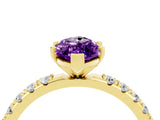 Yellow gold Marquise Cut Amethyst Solitaire Pavé Band with Four-Prong Setting_4