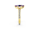 Yellow gold Marquise Cut Amethyst Solitaire Pavé Engagement Ring with Round Band and Prong Setting_14