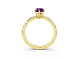 Yellow gold Marquise Cut Amethyst Solitaire Pavé Engagement Ring with Round Band and Prong Setting_15