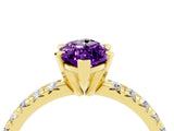 Yellow gold Marquise Cut Amethyst Solitaire Pavé Engagement Ring with Round Band and Prong Setting_16