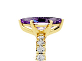 Yellow gold Marquise Cut Amethyst Solitaire Pavé Engagement Ring with Round Band and Prong Setting_17
