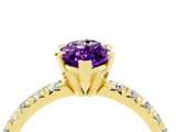 Yellow gold Marquise Cut Amethyst Solitaire Pavé Engagement Ring with Round Band and Prong Setting_76