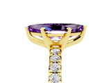 Yellow gold Marquise Cut Amethyst Solitaire Pavé Engagement Ring with Round Band and Prong Setting_77
