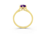 Yellow gold Marquise Cut Amethyst Solitaire Ring with Flower Prong Setting and Classic Band_15