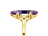 Yellow gold Marquise Cut Amethyst Solitaire Ring with Flower Prong Setting and Classic Band_17