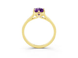 Yellow gold Marquise Cut Amethyst Solitaire Ring with Flower Prong Setting and Classic Band_39