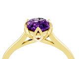 Yellow gold Marquise Cut Amethyst Solitaire Ring with Flower Prong Setting and Classic Band_40
