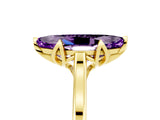 Yellow gold Marquise Cut Amethyst Solitaire Ring with Flower Prong Setting and Classic Band_41