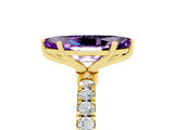 Yellow gold Marquise Cut Amethyst Solitaire Ring with Pavé Accents and Four-Prong Setting_5