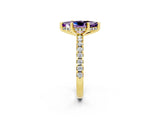 Yellow gold Marquise Cut Amethyst Solitaire Ring with Pavé Band and Four-Prong Setting_26