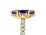 Yellow gold Marquise Cut Amethyst Solitaire Ring with Pavé Band and Four-Prong Setting_29