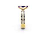 Yellow gold Marquise Cut Amethyst Solitaire Ring with Pavé and Channel Set Band_2