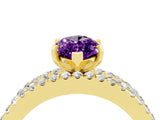 Yellow gold Marquise Cut Amethyst Solitaire Ring with Pavé and Channel Set Band_4