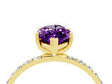 Yellow gold Marquise Cut Amethyst Solitaire Ring with Pave Band and Four Prong Setting_28