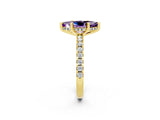 Yellow gold Marquise Cut Amethyst Solitaire Ring with Round  Pavé Band and Four-Prong Setting_38