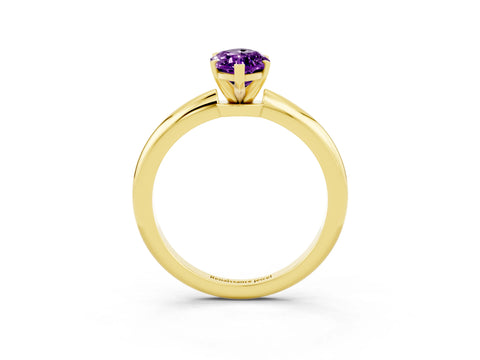 Yellow gold Marquise Cut Amethyst Solitaire Ring with Six-Prong Setting and Classic Band_3