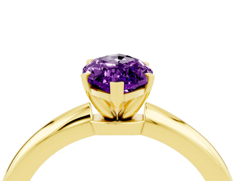 Yellow gold Marquise Cut Amethyst Solitaire Ring with Six-Prong Setting and Classic Band_4