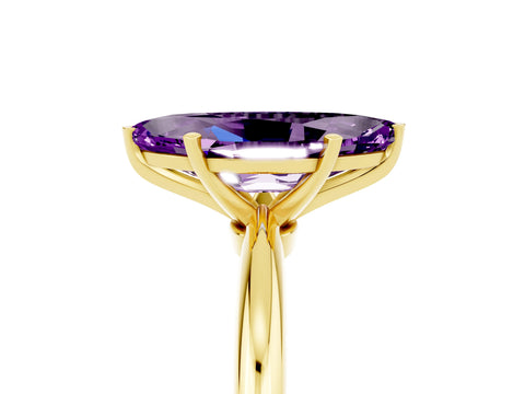 Yellow gold Marquise Cut Amethyst Solitaire Ring with Six-Prong Setting and Classic Band_5