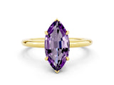 Yellow gold Marquise Cut Amethyst Solitaire Ring with Thin Band and Four-Prong Setting_12