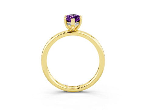 Yellow gold Marquise Cut Amethyst Solitaire Ring with Thin Band and Four-Prong Setting_15