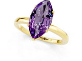 Yellow gold Marquise Cut Amethyst Solitaire Ring with Thin Band and Prong Setting_13