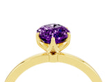 Yellow gold Marquise Cut Amethyst Solitaire Ring with Thin Band and Prong Setting_16