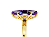Yellow gold Marquise Cut Amethyst Solitaire Ring with Thin Band and Prong Setting_17