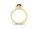 Yellow gold Marquise Cut Amethyst Solitaire Ring with Wide Band and Prong Setting_3