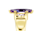 Yellow gold Marquise Cut Amethyst Solitaire Ring with Wide Band and Prong Setting_5
