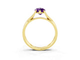 Yellow gold Marquise Cut Amethyst Solitaire Twist Band Prong Setting Ring_63