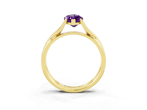Yellow gold Marquise Cut Amethyst Solitaire Twist Band Prong Setting Ring_63