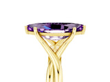 Yellow gold Marquise Cut Amethyst Solitaire Twist Band Prong Setting Ring_65