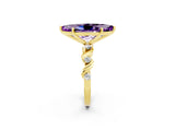 Yellow gold Marquise Cut Amethyst Solitaire Twisted Band with Round  Accents and Prong Setting_14