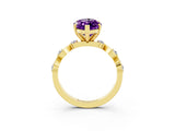 Yellow gold Marquise Cut Amethyst Solitaire Twisted Band with Round  Accents and Prong Setting_15