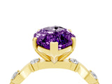 Yellow gold Marquise Cut Amethyst Solitaire Twisted Band with Round  Accents and Prong Setting_16