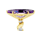 Yellow gold Marquise Cut Amethyst Solitaire Twisted Band with Round  Accents and Prong Setting_17