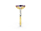 Yellow gold Marquise Cut Amethyst Solitaire with Side Baguettes and Channel Set Band_2