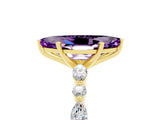 Yellow gold Marquise Cut Amethyst Solitaire with Side Stones on a Pavé Band and Four-Prong Setting_5