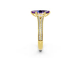 Yellow gold Marquise Cut Amethyst Split Shank Engagement Ring with Pavé Band_2