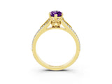 Yellow gold Marquise Cut Amethyst Split Shank Engagement Ring with Pavé Band_3