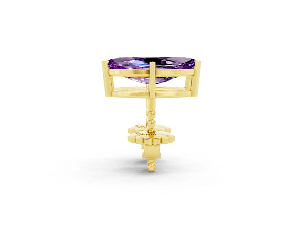 Yellow gold Marquise Cut Amethyst Stud Earrings