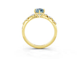 Yellow gold Marquise Cut Aquamarine Cluster Side Stone Solitaire Ring with Prong Setting_27