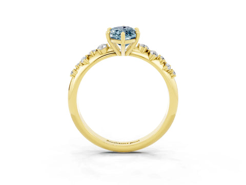 Yellow gold Marquise Cut Aquamarine Cluster Side Stone Solitaire Ring with Prong Setting_27