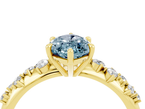 Yellow gold Marquise Cut Aquamarine Cluster Side Stone Solitaire Ring with Prong Setting_28
