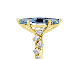 Yellow gold Marquise Cut Aquamarine Cluster Side Stone Solitaire Ring with Prong Setting_29