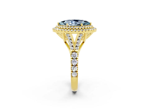 Yellow gold Marquise Cut Aquamarine Double Halo Ring with Split Shank and Prong Setting_14