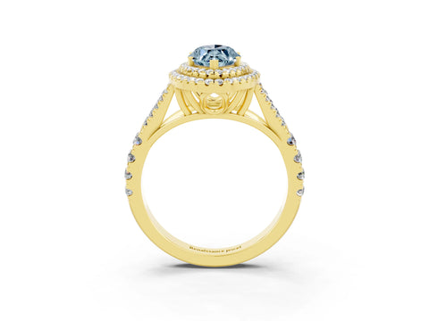 Yellow gold Marquise Cut Aquamarine Double Halo Ring with Split Shank and Prong Setting_15
