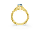 Yellow gold Marquise Cut Aquamarine Engagement Ring with Milgrain Channel Set Band and Prong Setting_3