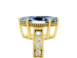 Yellow gold Marquise Cut Aquamarine Engagement Ring with Milgrain Channel Set Band and Prong Setting_5